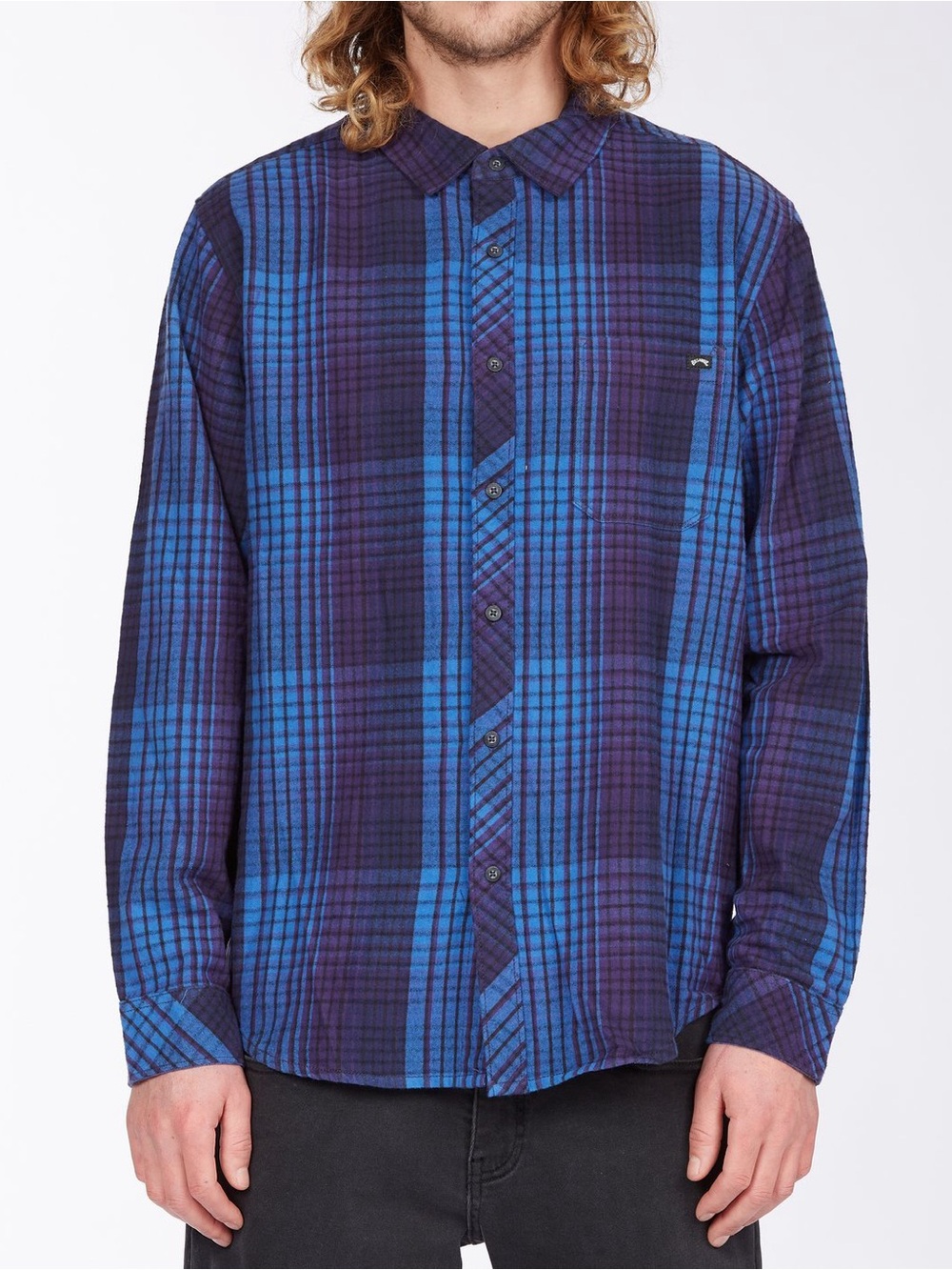 Billabong Coastline Malibu Blue Purple Plaid Flannel Shirt Men’s Small